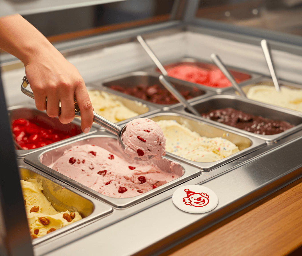 Buffet de sorvete com sabores variados